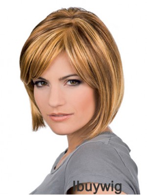 Chin Length Blonde Sleek 10 inch Wavy Bob Wigs