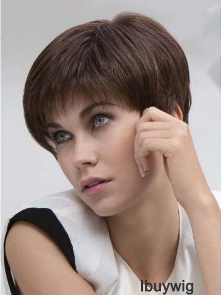 Sassy 6 inch Brown Cropped Boycuts Straight Lace Wigs