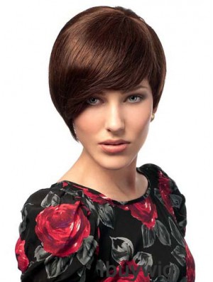 Bobs Hairstyles Straight Auburn Short Human Hair Wigs