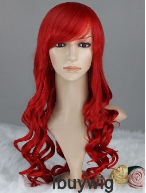 Wavy With Bangs Lace Front Discount 22 inch Red Long Wigs