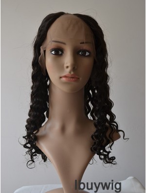 18 inch Lace Front Curly Black Fashionable U Part Wigs