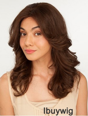 14 inch Brown Long Without Bangs Wavy Perfect Lace Wigs