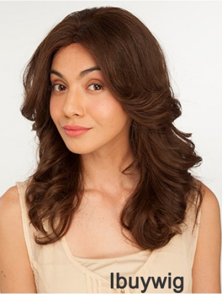 14 inch Brown Long Without Bangs Wavy Perfect Lace Wigs