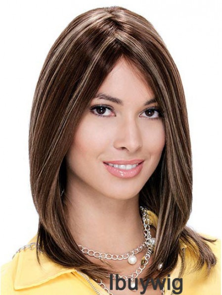 Monofilament Straight Without Bangs Shoulder Length 13 inch Fashionable Human Hair Wigs