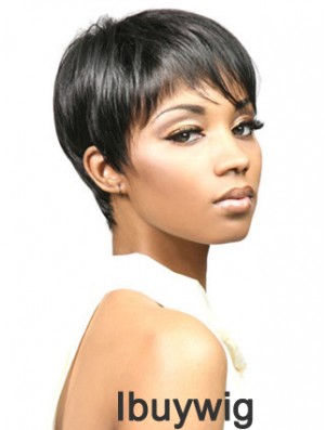 African Wigs With Synthetic Capless Cropped Length Boycuts Straight Style