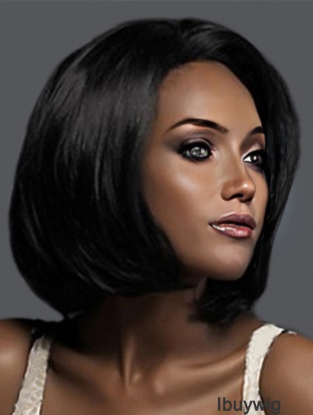 Classic Black Color Bobs Cut Chin Length Wigs For African Americans Women