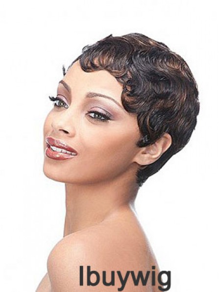 Short Brown Boycuts Wavy Trendy Full Lace Wigs