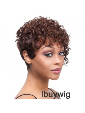 Short Auburn Curly Layered Trendy African American Wigs