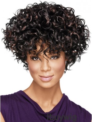 African American Wigs With Capless Synthetic Layered Cut Kinky Style