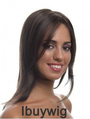 Shoulder Length Brown Layered Straight Incredible Full Lace Wigs