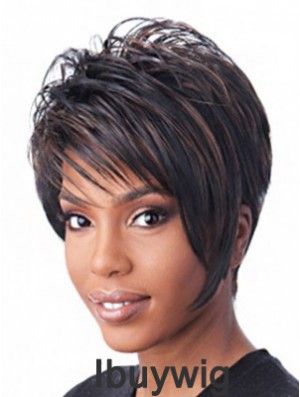 Capless Black Short Straight Wig Layered African American Hairstyles
