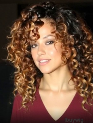 Natural Top Long Brown Kinky Capless  Wigs