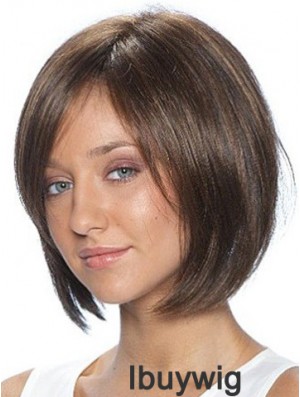 Lace Front Brown Chin Length Bobs Straight African American Wig