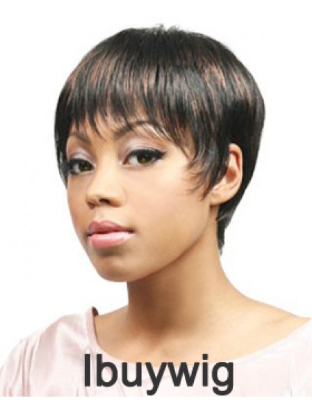 African Hair Wigs Boycuts Cropped Length Straight Style With Capless