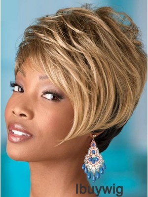 Short Blonde Wavy Boycuts Comfortable African American Wigs