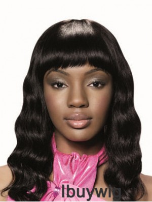 Long Black Wavy With Bangs New African American Wigs