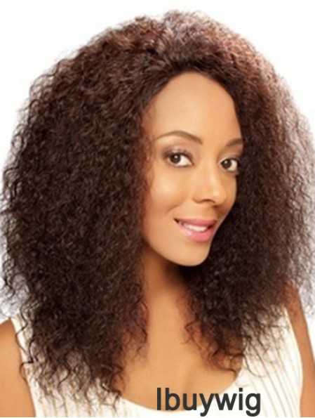 14 inch Brown Shoulder Length Without Bangs Curly Sleek Lace Wigs