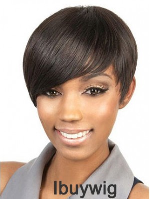 Cropped Brown Straight Boycuts Suitable African American Wigs