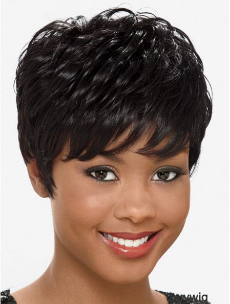 Short Black Straight Layered Popular African American Wigs