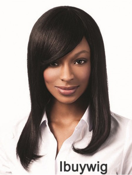 Long Black Yaki With Bangs Hairstyles African American Wigs