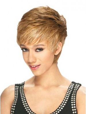 Designed Cropped Straight 8 inch Synthetic Glueless Lace Front Wigs