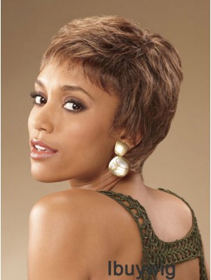 Cropped Brown Curly Boycuts Suitable African American Wigs