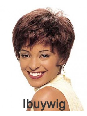 Cropped Auburn Straight Boycuts Beautiful African American Wigs