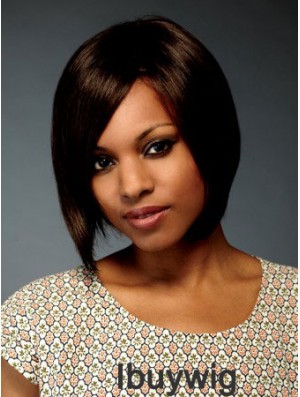 Chin Length Brown Straight Bobs Flexibility African American Wigs