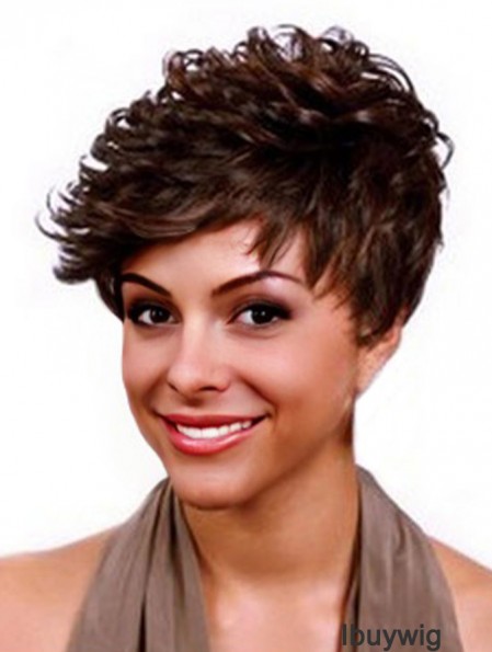 Cropped Auburn Curly Boycuts Durable African American Wigs