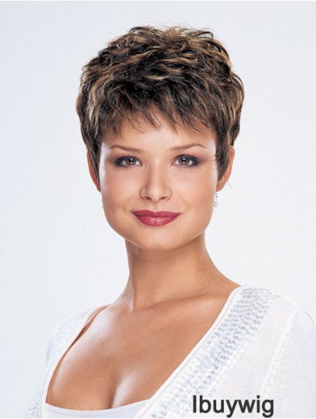 Straight Layered Cropped Modern Brown Synthetic Wigs