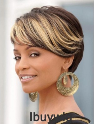 8 inch Synthetic Black Short Straight Wigs For African American Women
