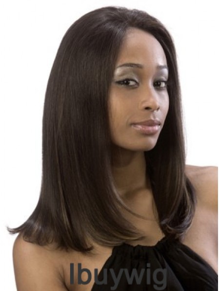 Yaki Without Bangs Lace Front Online 16 inch Brown Long Wigs