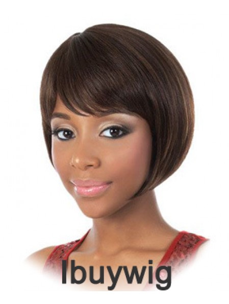 Chin Length Brown Straight Bobs Fashion African American Wigs