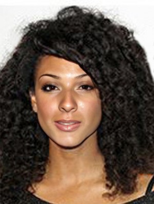 Full Lace Indian Remy Black Shoulder Kinky Curly Hair Wigs