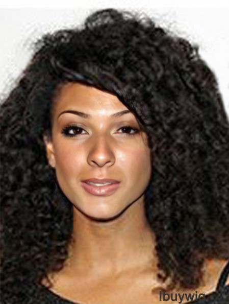 Full Lace Indian Remy Black Shoulder Kinky Curly Hair Wigs