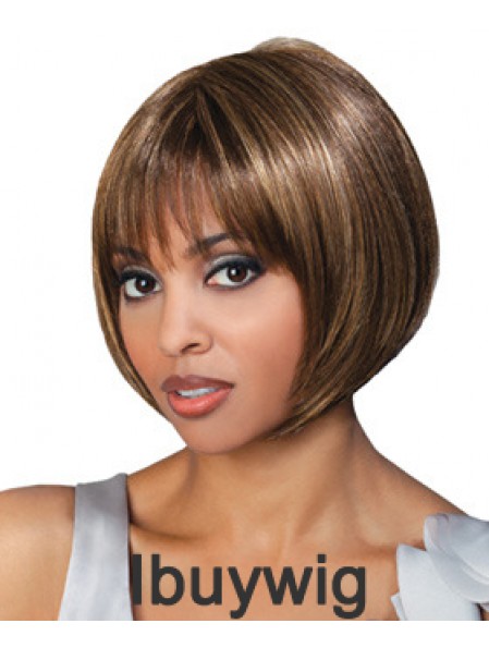 Chin Length Brown Straight Bobs Top African American Wigs