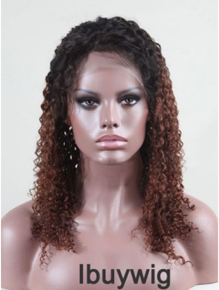 Shoulder Length Curly Without Bangs Full Lace 14 inch Comfortable Black Women Wigs