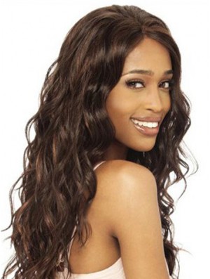 Brown Long Hairstyles Wavy Without Bangs Lace Wigs