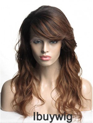 Long Brown Wavy With Bangs Cheapest African American Wigs