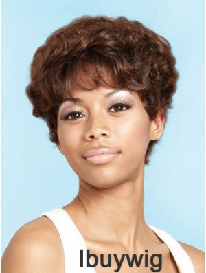 Short Brown Curly Layered Beautiful African American Wigs