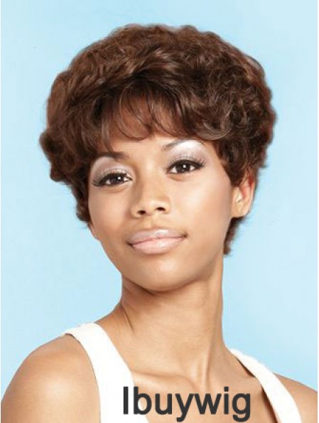 Short Brown Curly Layered Beautiful African American Wigs