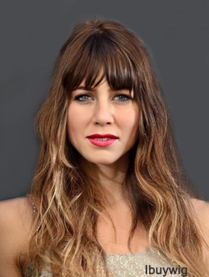 Long Brown Wavy With Bangs Fashion African American Wigs