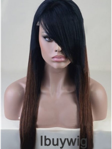 Long Straight With Bangs Full Lace 26 inch Stylish Black Women Wigs