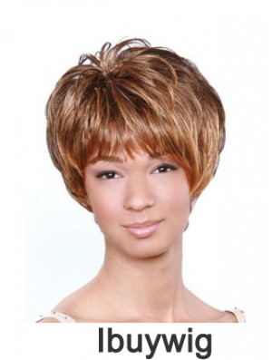 Short Brown Wavy Boycuts Popular African American Wigs