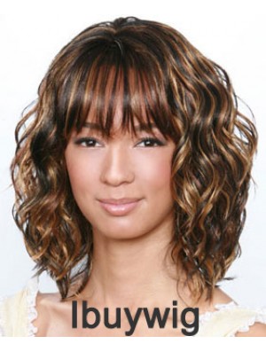 Shoulder Length Brown Curly Layered Best African American Wigs