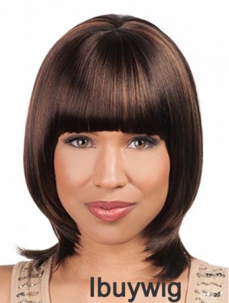 Sleek Chin Length Yaki 16 inch Synthetic Glueless Lace Front Wigs