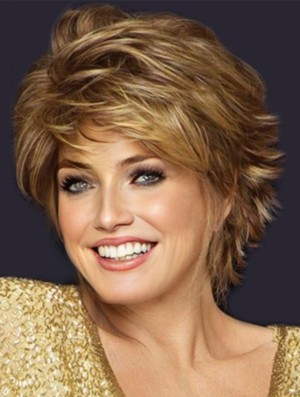 Capless Brown 6 inch Cropped With Bangs Synthetic Wigs