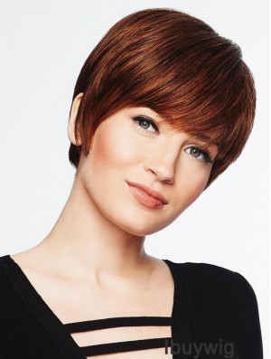 Capless 6 inch Straight Auburn Modern Short Wigs