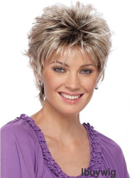 Durable Boycuts Blonde Straight 3 inch Cropped Synthetic Wigs