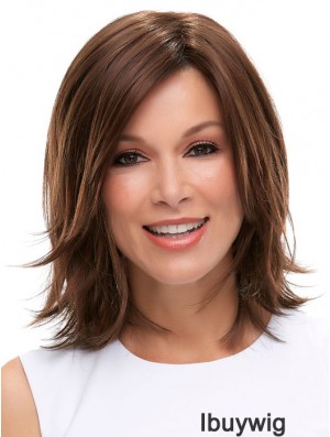 Brown Shoulder Length Straight Layered 12 inch Ideal Medium Wigs